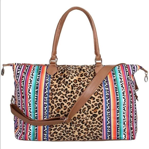 Travel Leopard Duffle Bag Weekender Tote - Picture 1 of 3